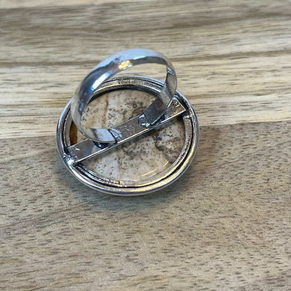 SILVER PLATED PICTURE JASPER GEMSTONE RING STAMPED 925 SIZE 9.75-10 - Picture 4 of 8
